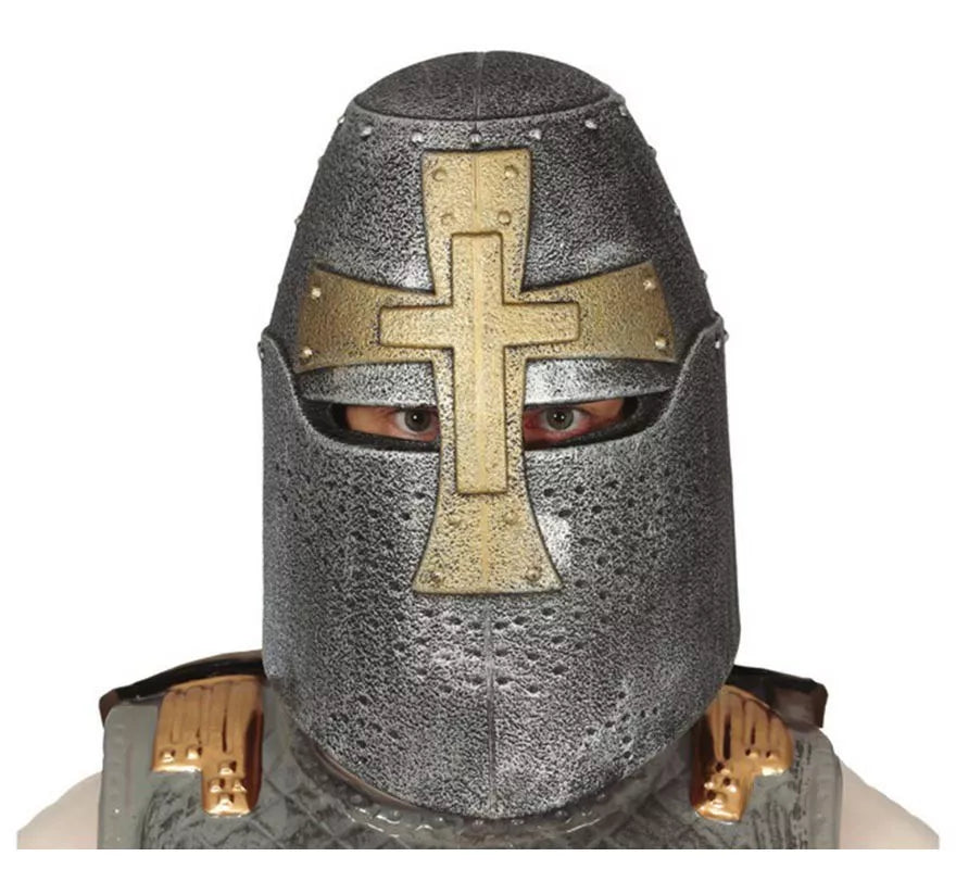 Translation missing: de.Casco Cruzado Medieval Plateado