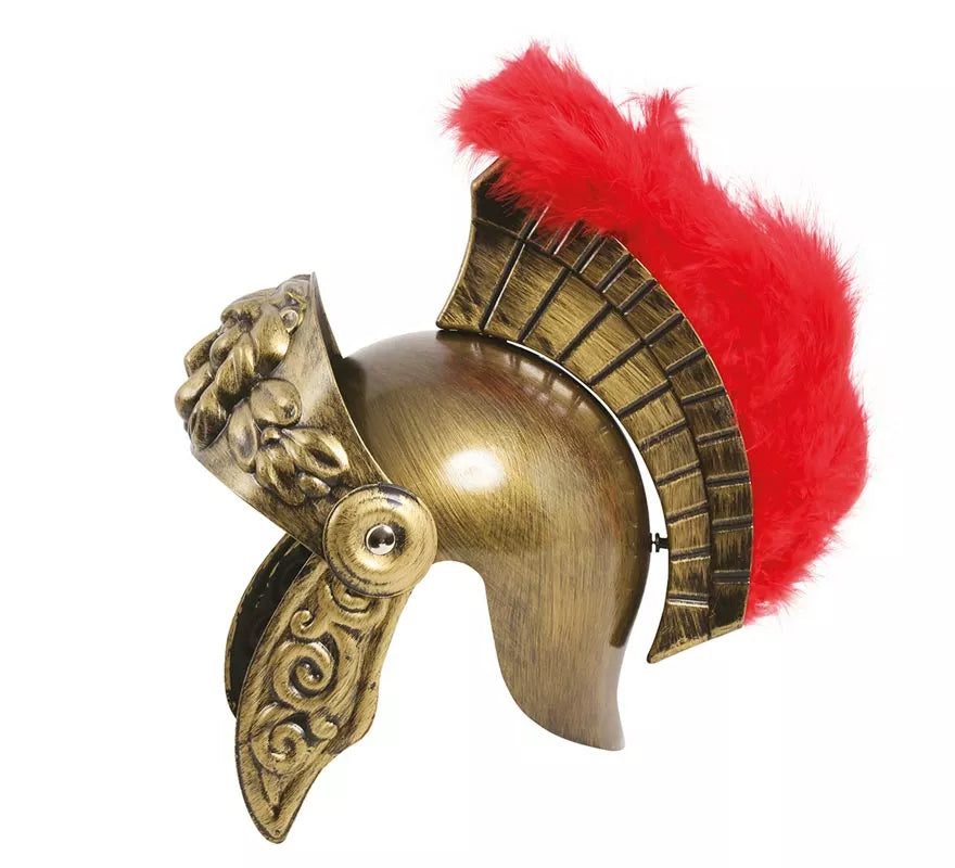 Translation missing: de.Casco de Romano Dorado con Plumas para niño