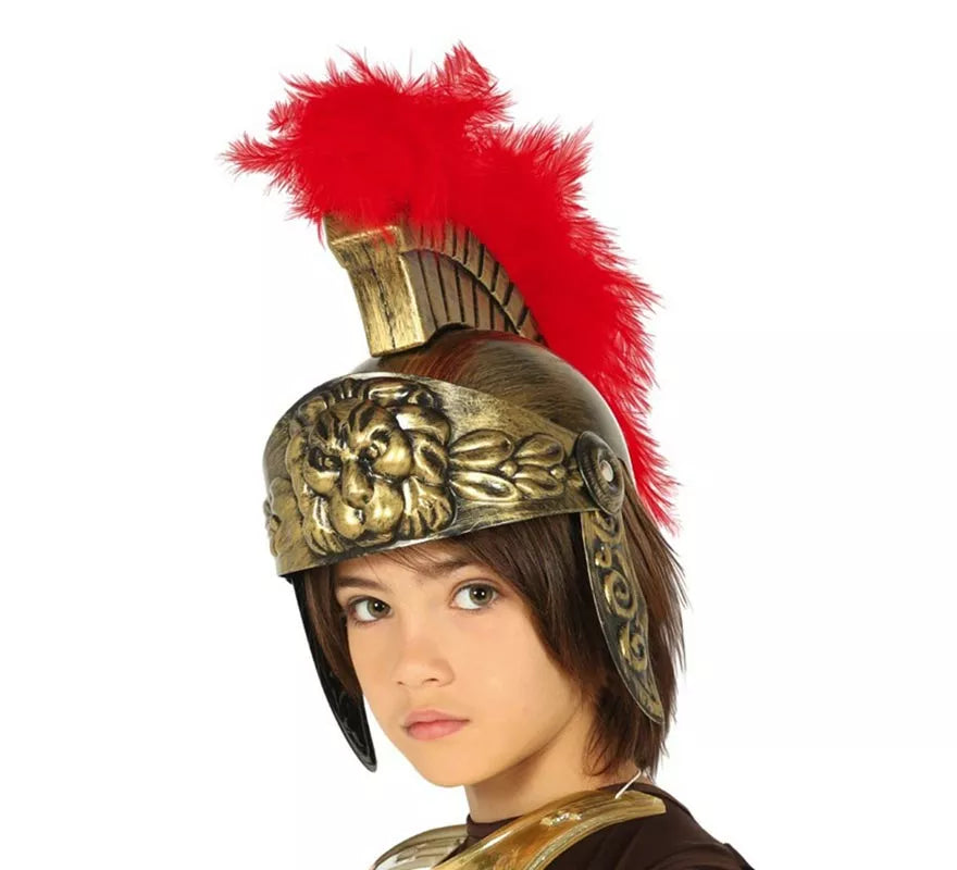 Translation missing: de.Casco de Romano Dorado con Plumas para niño