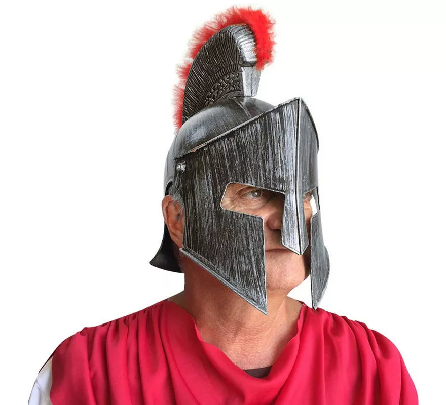 Translation missing: de.Casco de Romano Plateado con pelo rojo
