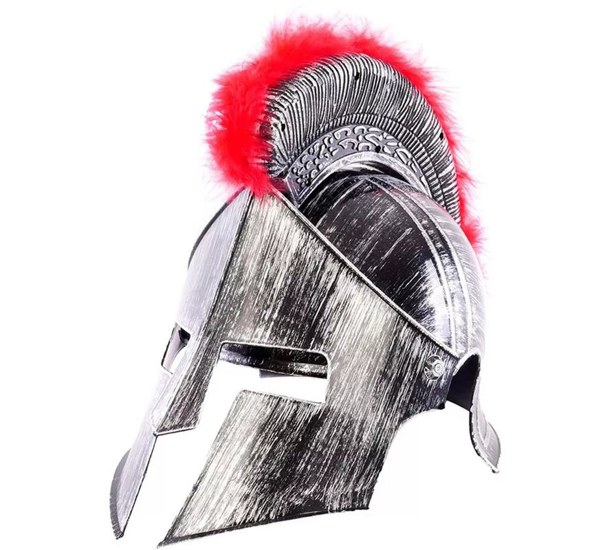 Translation missing: de.Casco de Romano Plateado con pelo rojo