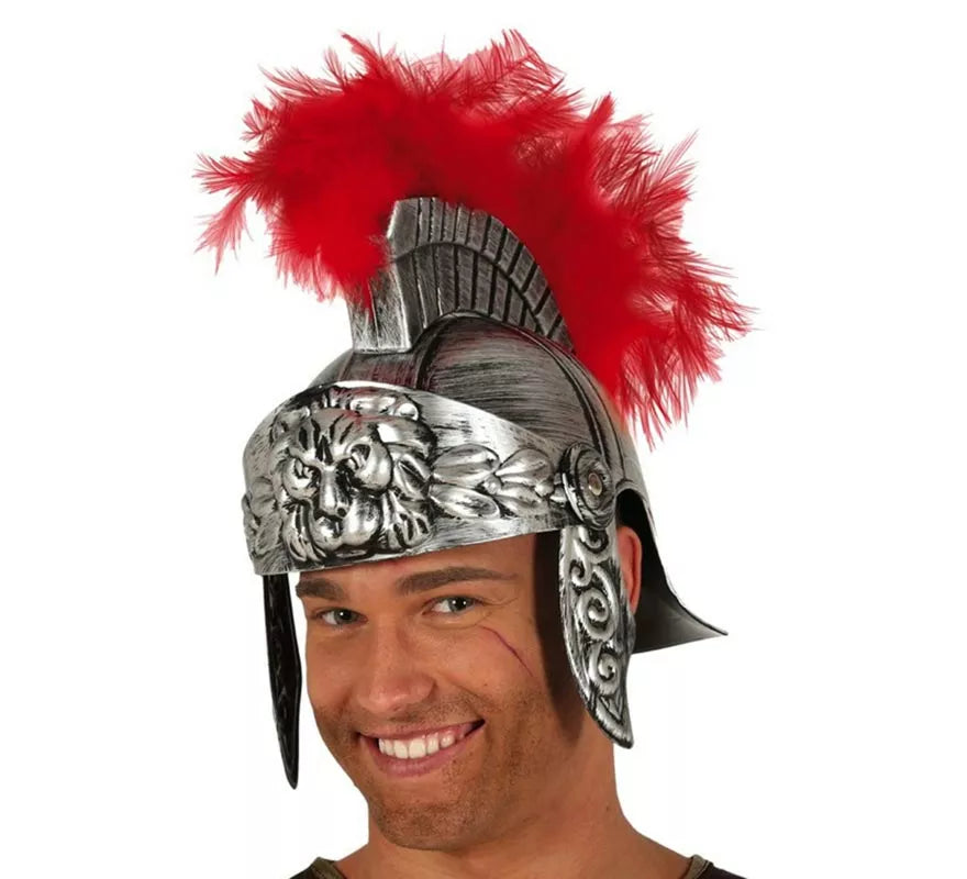Translation missing: de.Casco de Romano Plateado con Plumas