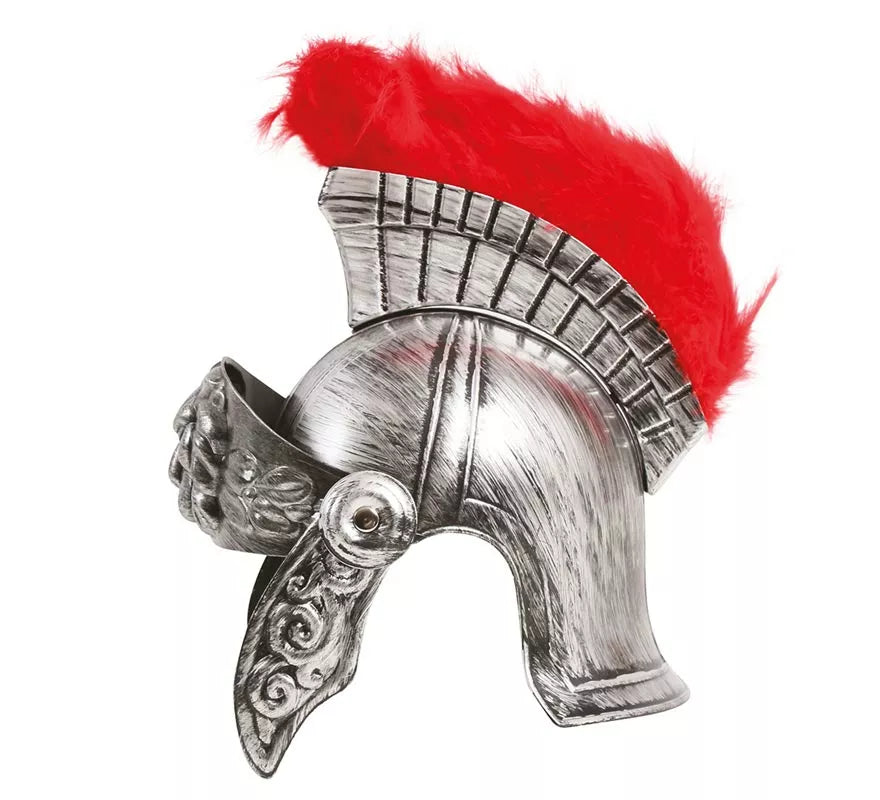 Translation missing: de.Casco de Romano Plateado con Plumas