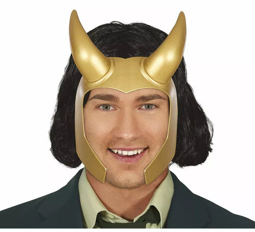 Casco de Superhéroe Dorado con Cuernos