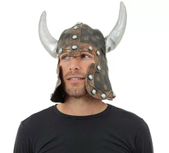 Wikingerhelm mit weißen Latexhörnern
