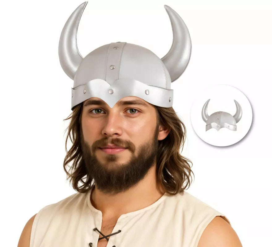 Casco de Vikingo plateado