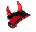 Casco o gorro de Diablo con lentejuelas y marabú