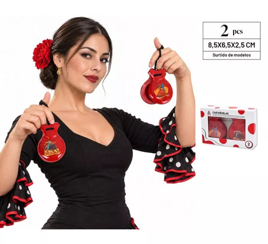 Translation missing: de.Castañuelas rojas estampadas de 6,5x8,5 cm