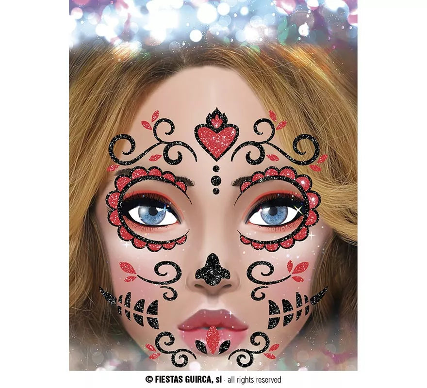 Translation missing: de.Brillantina Facial Catrina rojo de 20x20 cm