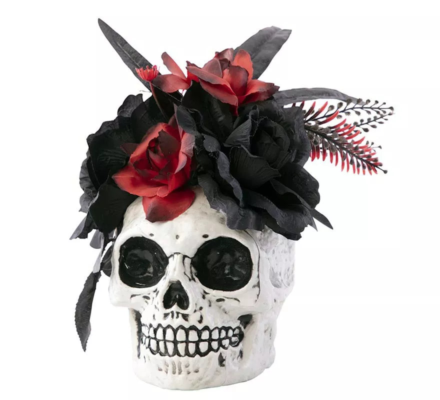Translation missing: de.Centro de Mesa Calavera con Flores de 20x14x25 cm