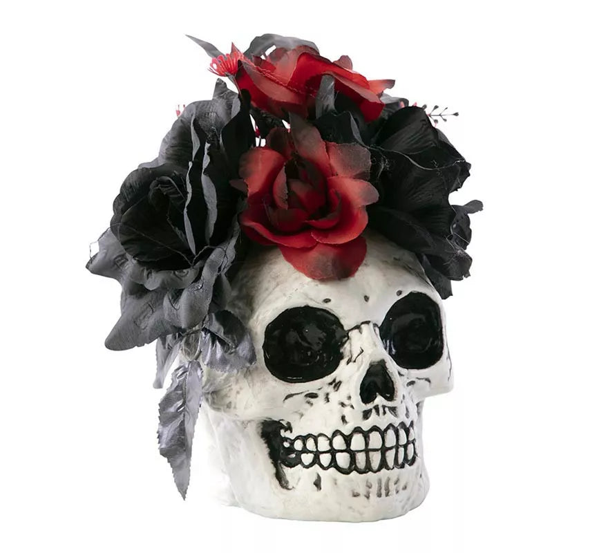 Translation missing: de.Centro de Mesa Calavera con Flores de 20x14x25 cm