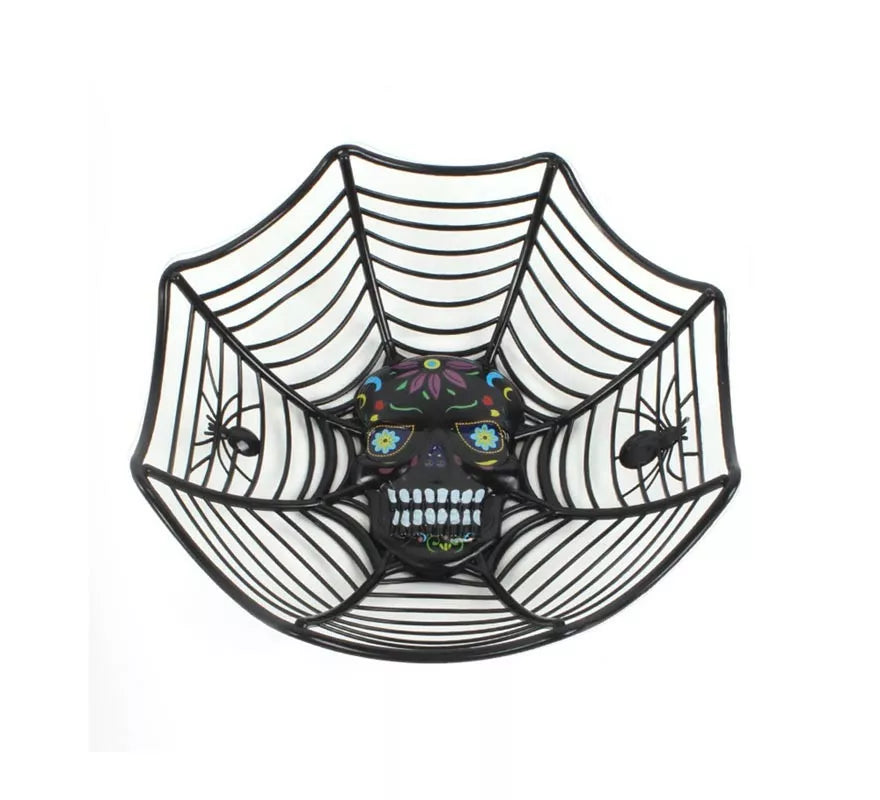 Cesta Telaraña con Calavera 27x25,5x7,5 cm en varios colores