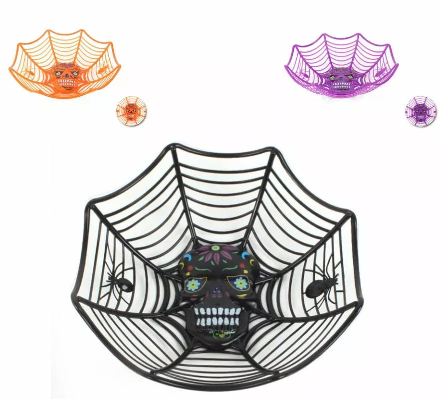 Cesta Telaraña con Calavera 27x25,5x7,5 cm en varios colores