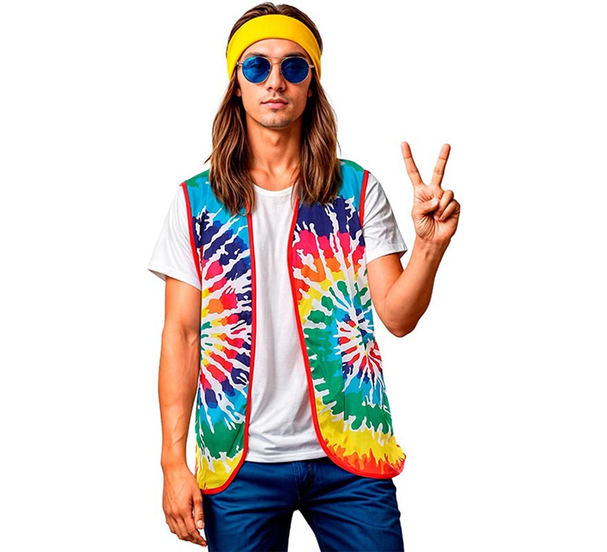 Translation missing: de.Chaleco de Hippie círculos multicolor adulto