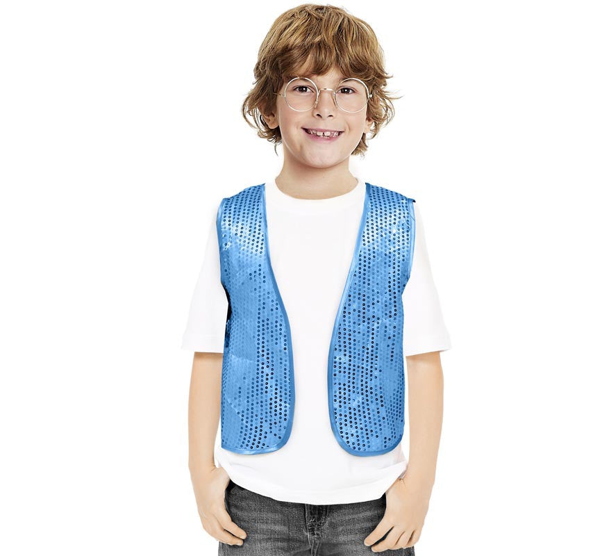 Translation missing: de.Chaleco de Lentejuelas azul claro para niños
