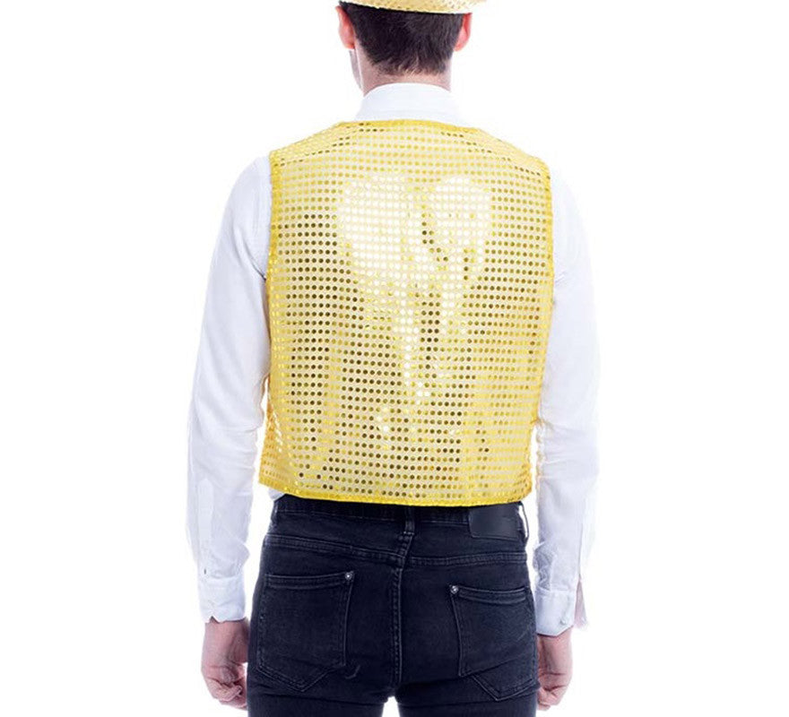 Chaleco de Lentejuelas color Oro para hombre