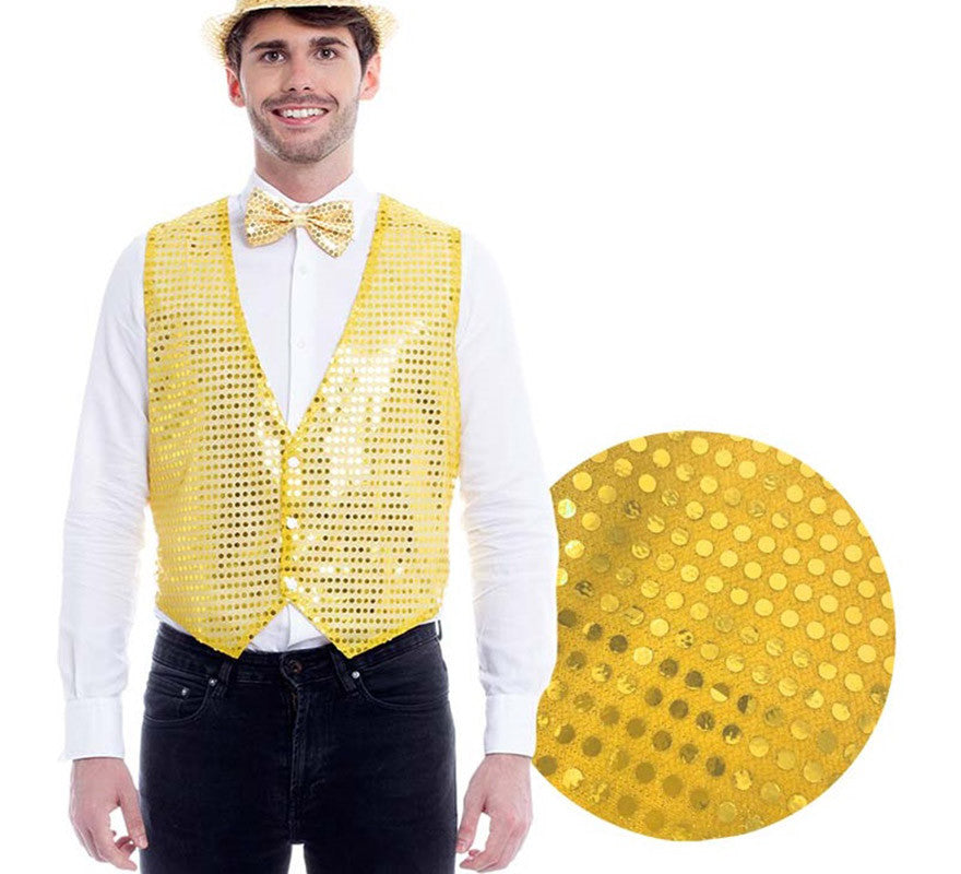 Translation missing: de.Chaleco de Lentejuelas color Oro para hombre