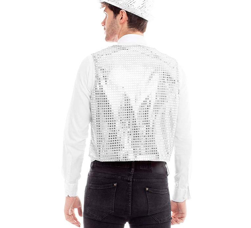 Translation missing: de.Chaleco de Lentejuelas color Plata para hombre