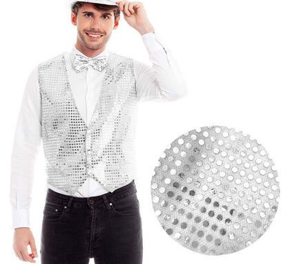 Chaleco de Lentejuelas color Plata para hombre