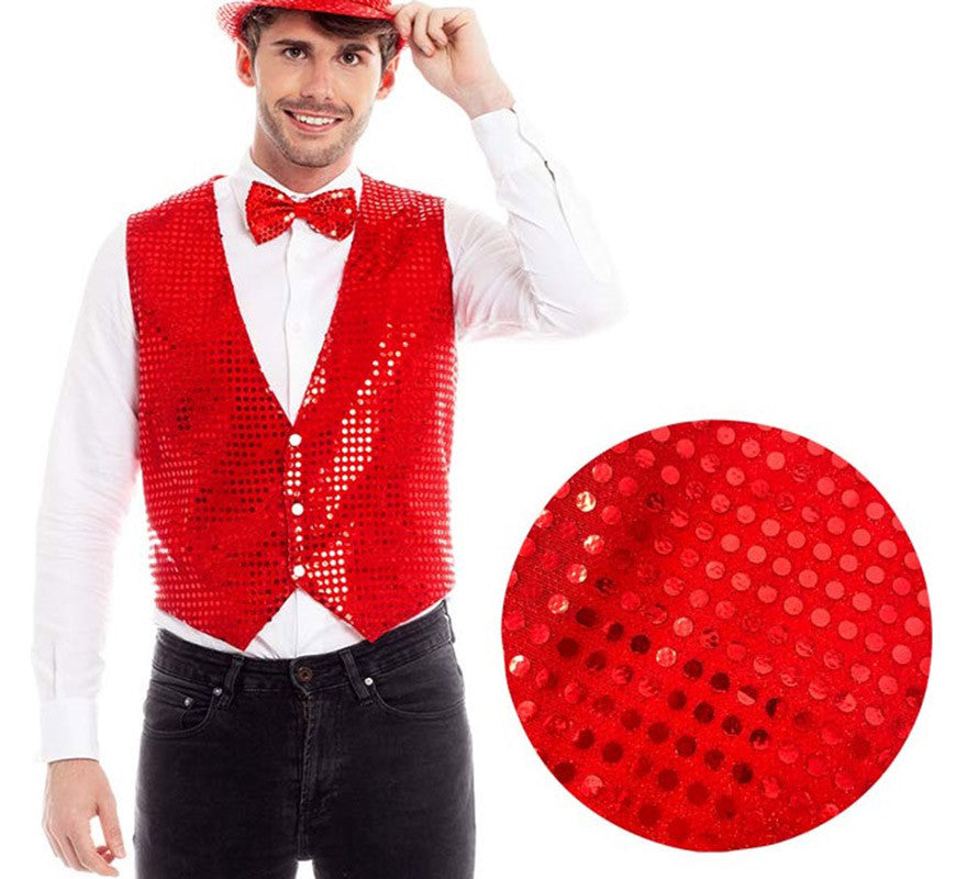 Translation missing: de.Chaleco de Lentejuelas color Rojo para hombre
