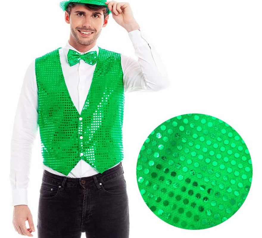 Translation missing: de.Chaleco de Lentejuelas color Verde para hombre