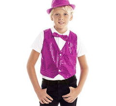 Fuchsiafarbene Paillettenweste für Kinder