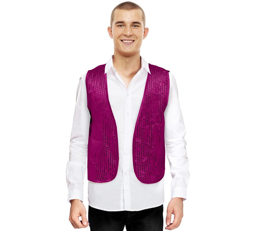 Translation missing: de.Chaleco de Lentejuelas fucsia para adultos