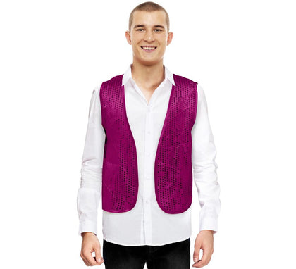 Chaleco de Lentejuelas fucsia para adultos