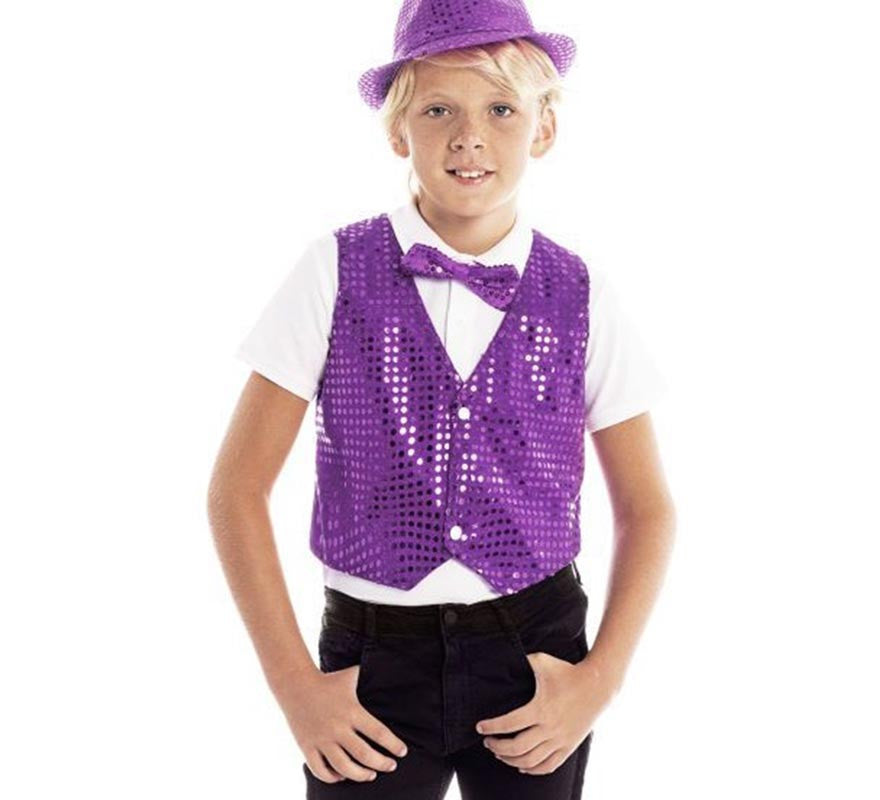 Translation missing: de.Chaleco de Lentejuelas morado infantil