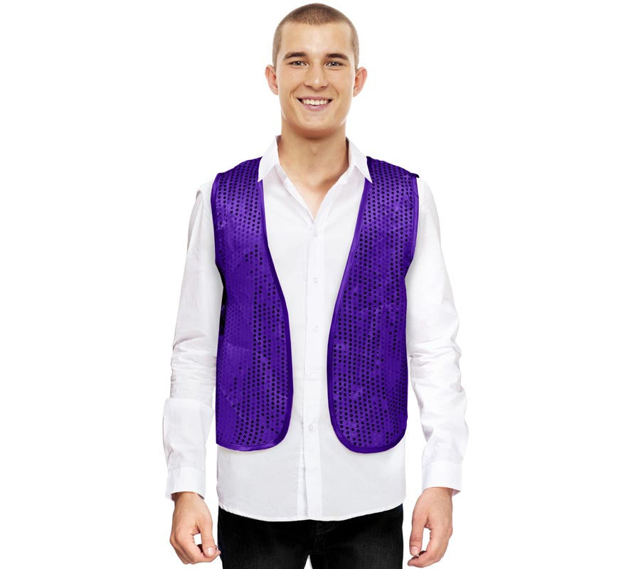 Translation missing: de.Chaleco de Lentejuelas morado para adultos