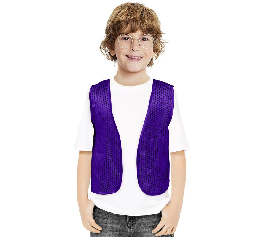 Translation missing: de.Chaleco de Lentejuelas morado para niños