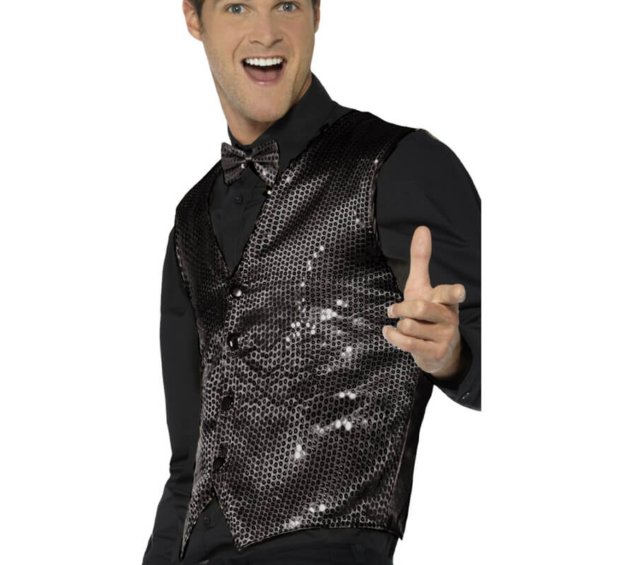 Chaleco de Lentejuelas Negro para hombre