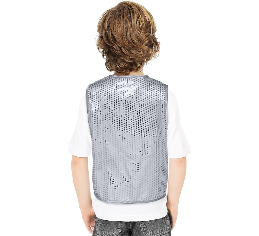 Chaleco de Lentejuelas plateado para niños