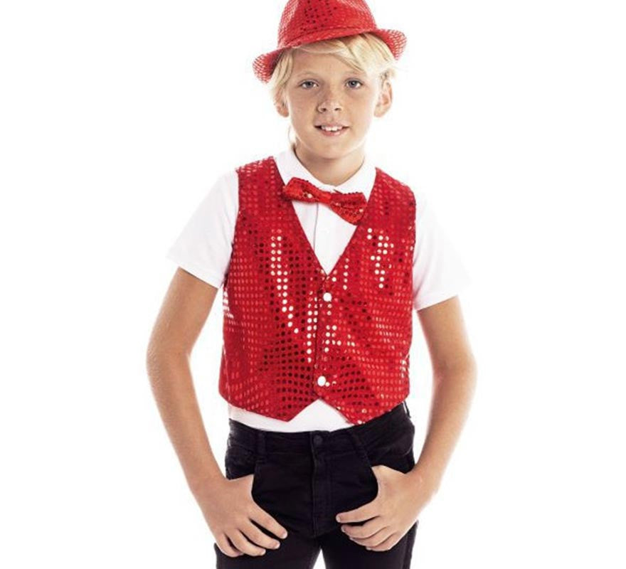 Translation missing: de.Chaleco de Lentejuelas rojo infantil