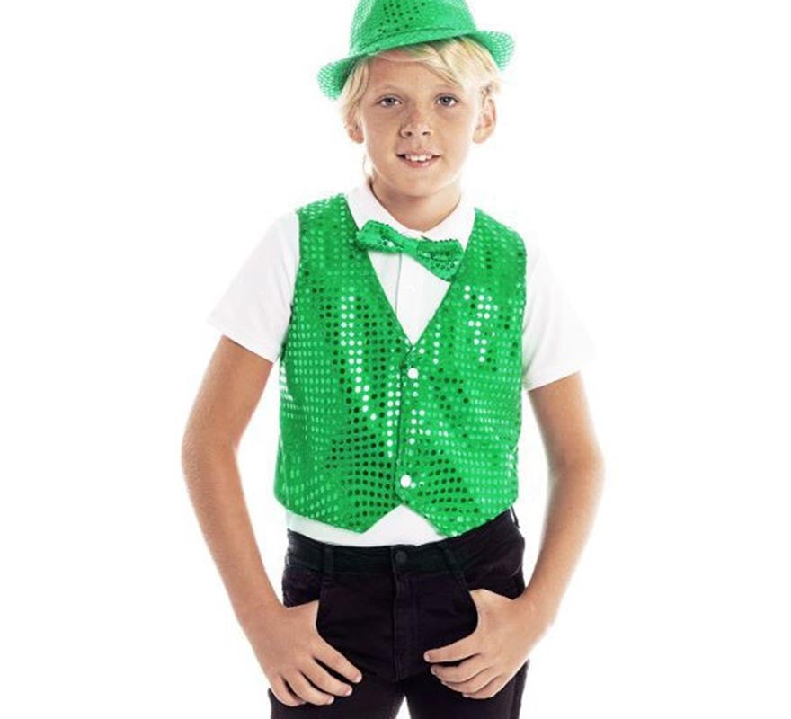 Translation missing: de.Chaleco de Lentejuelas verde infantil