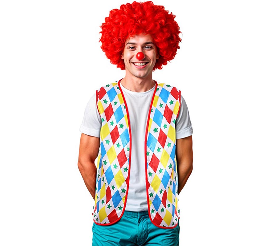 Translation missing: de.Chaleco de Payaso rombos y estrellas adulto