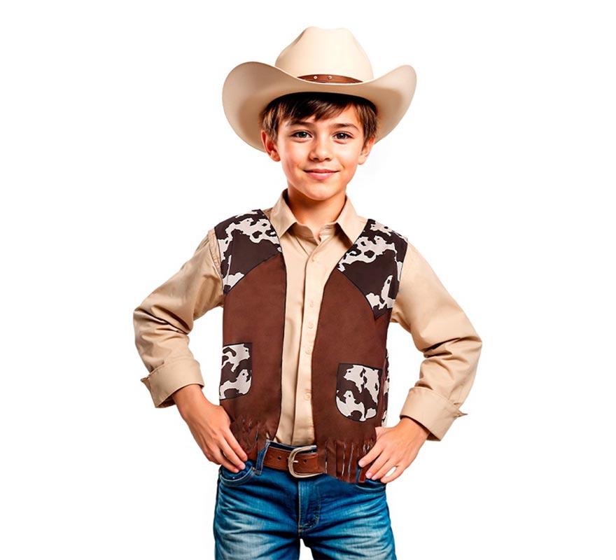 Translation missing: de.Chaleco de Vaquero marrón estampado infantil