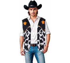 Bedruckte schwarze Cowboyweste für Erwachsene