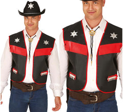 Schwarze und rote Cowboyweste für Erwachsene