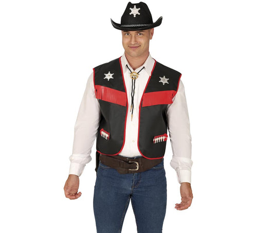 Chaleco de Vaquero negro y rojo adulto