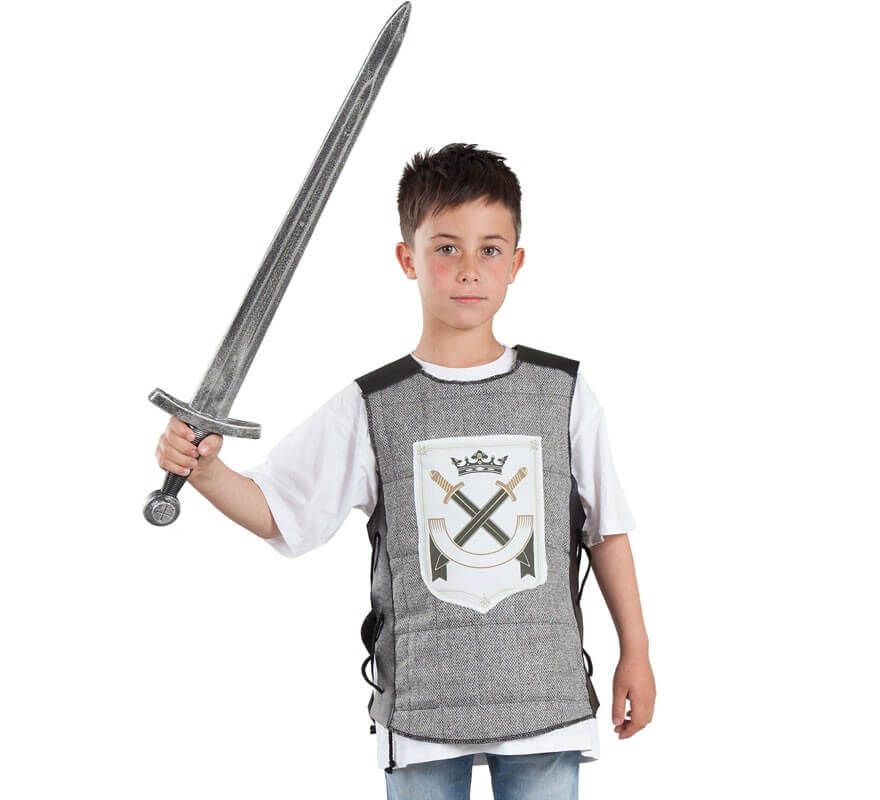 Translation missing: de.Chaleco Gris de Guerrero Medieval para niño
