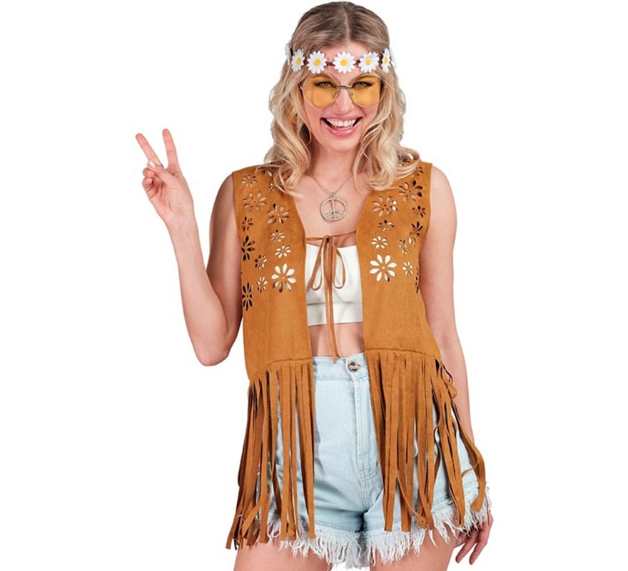Translation missing: de.Chaleco Hippie con Flores marrón para mujer
