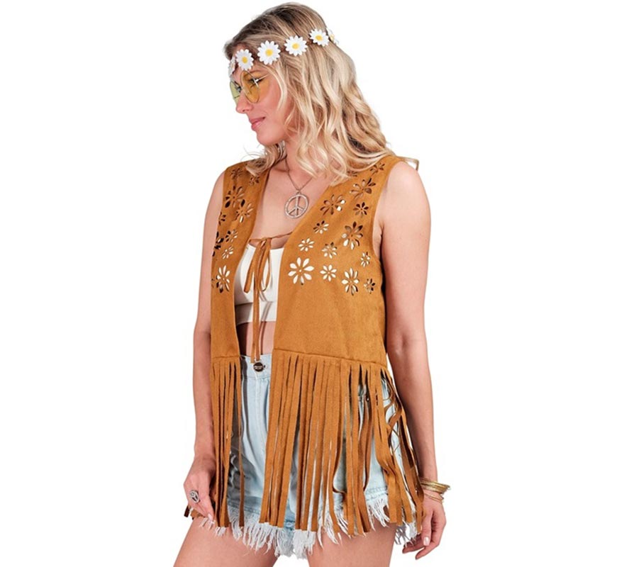 Translation missing: de.Chaleco Hippie con Flores marrón para mujer