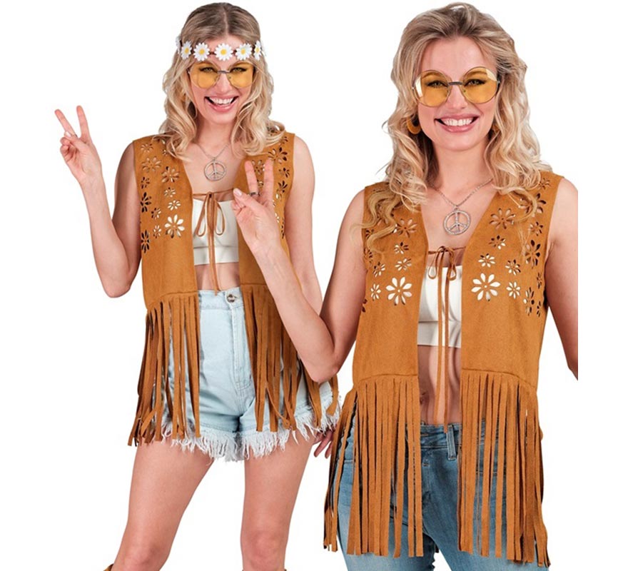 Translation missing: de.Chaleco Hippie con Flores marrón para mujer