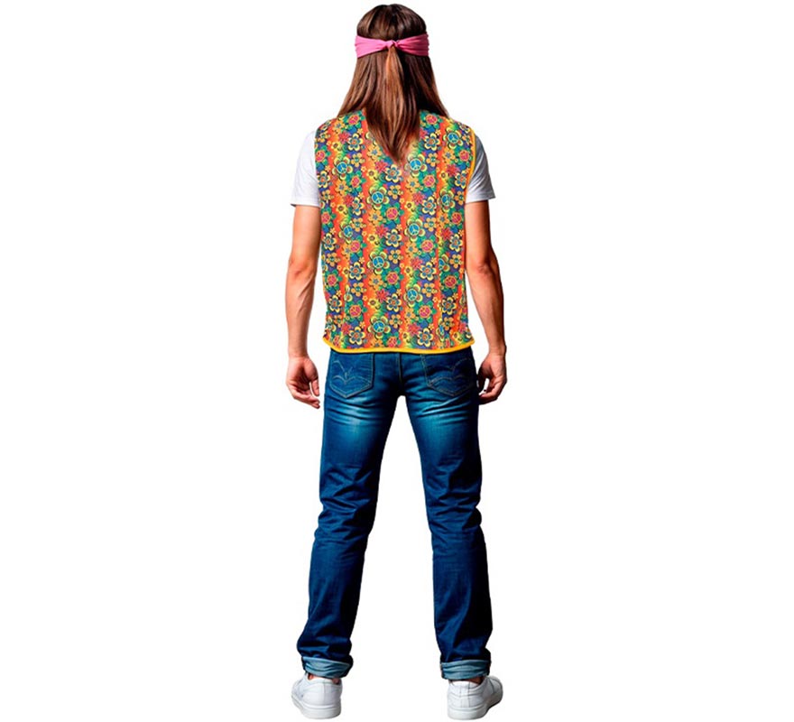 Translation missing: de.Chaleco Hippie floral naranja adulto