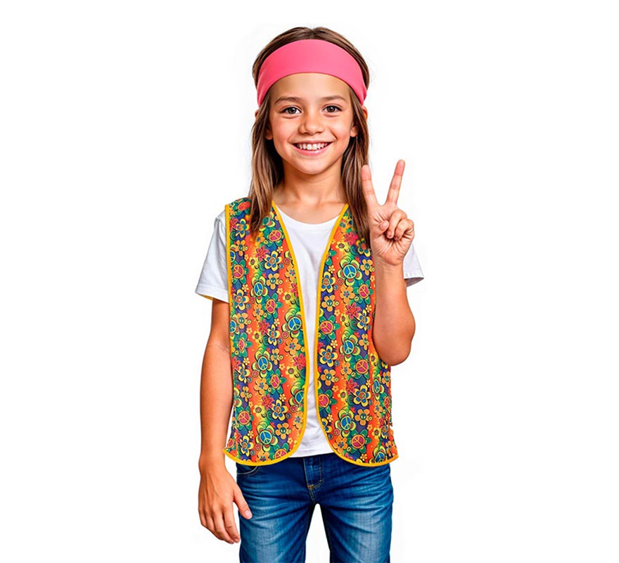 Translation missing: de.Chaleco Hippie floral naranja infantil