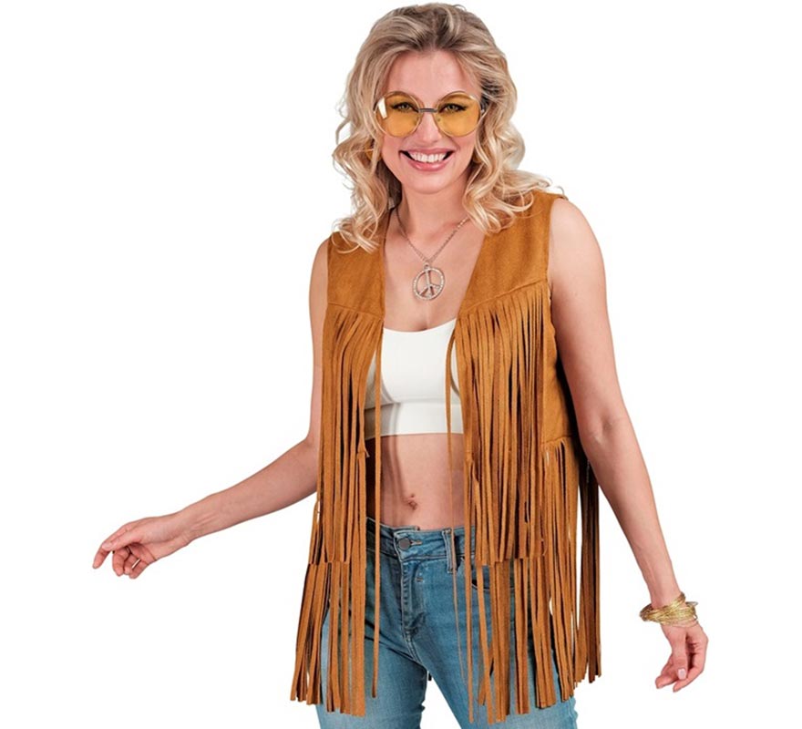Chaleco Hippie marrón para mujer