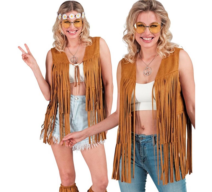 Chaleco Hippie marrón para mujer