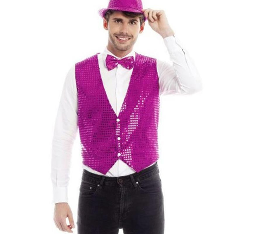Translation missing: de.Chaleco Lentejuelas fucsia para hombre