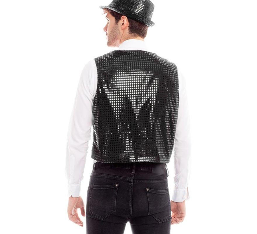 Translation missing: de.Chaleco Lentejuelas negro elegante para hombre